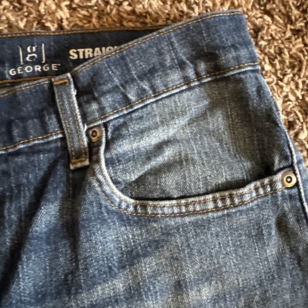 George Men’s Dark Blue Straight Leg Stretch Jeans Regular Fit 5-Pocket 34X34